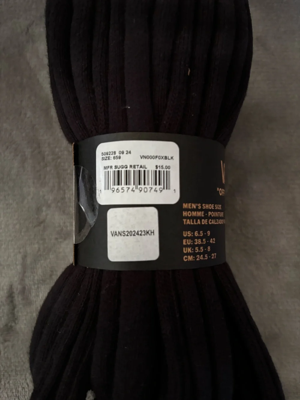 Vans 3 pack Black Crew Socks with White Logo